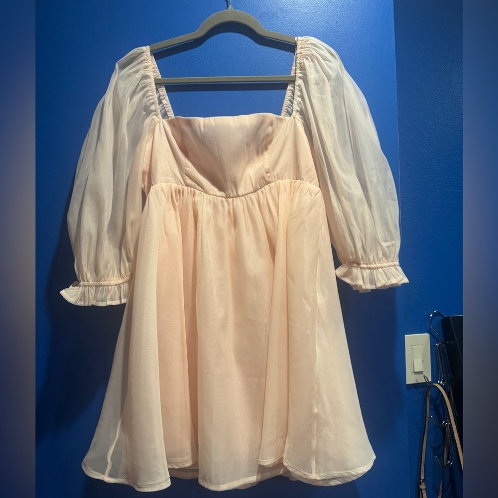 Elegant Peach baby doll mini dress